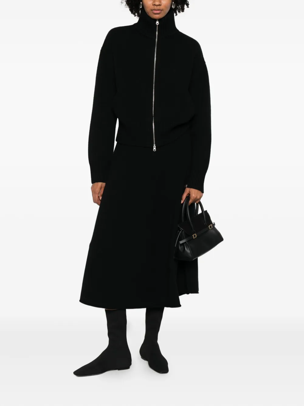 extreme cashmere Ease kasjmier midi-rok Zwart