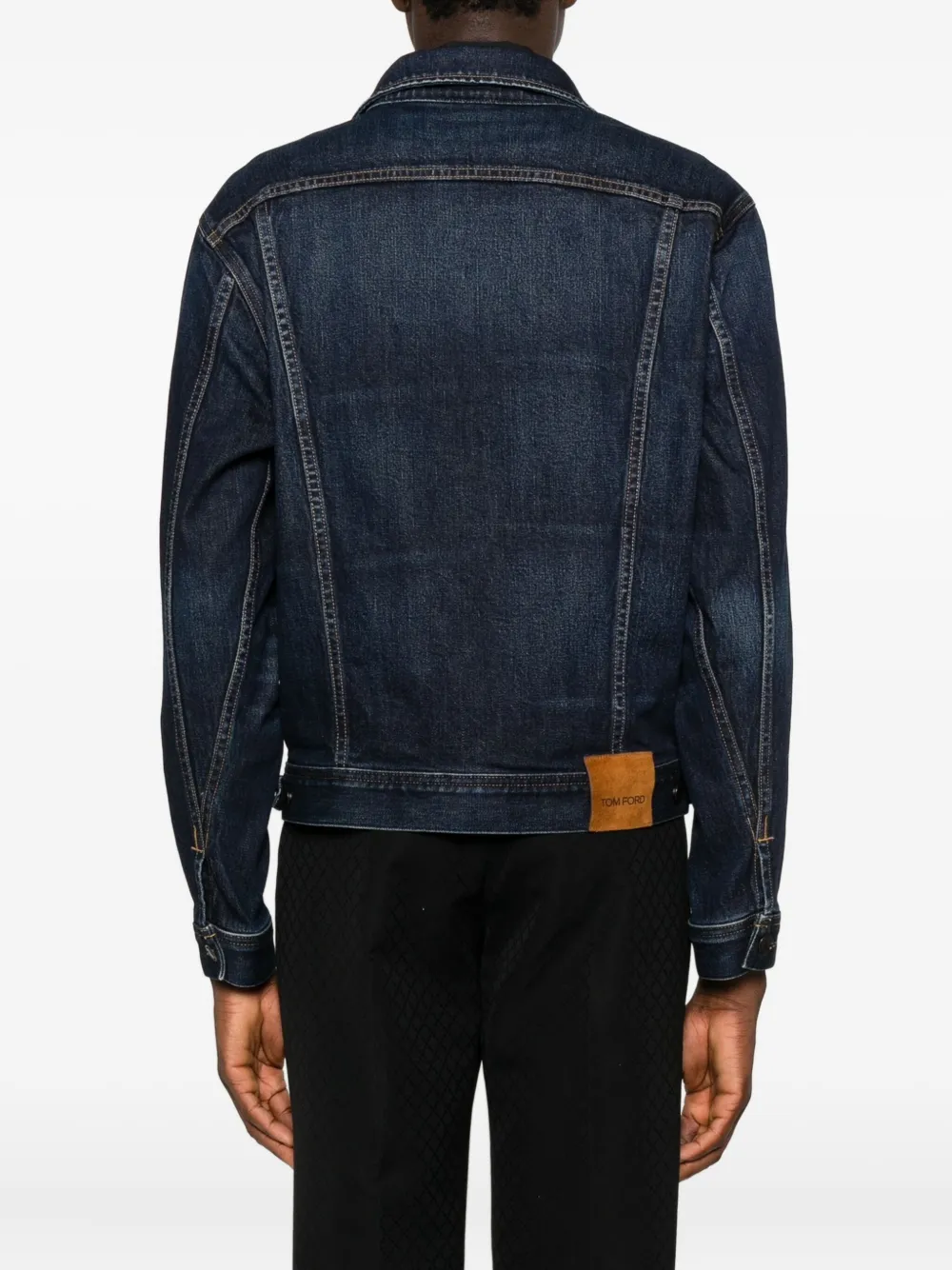 TOM FORD Denim jack met klassieke kraag Blauw