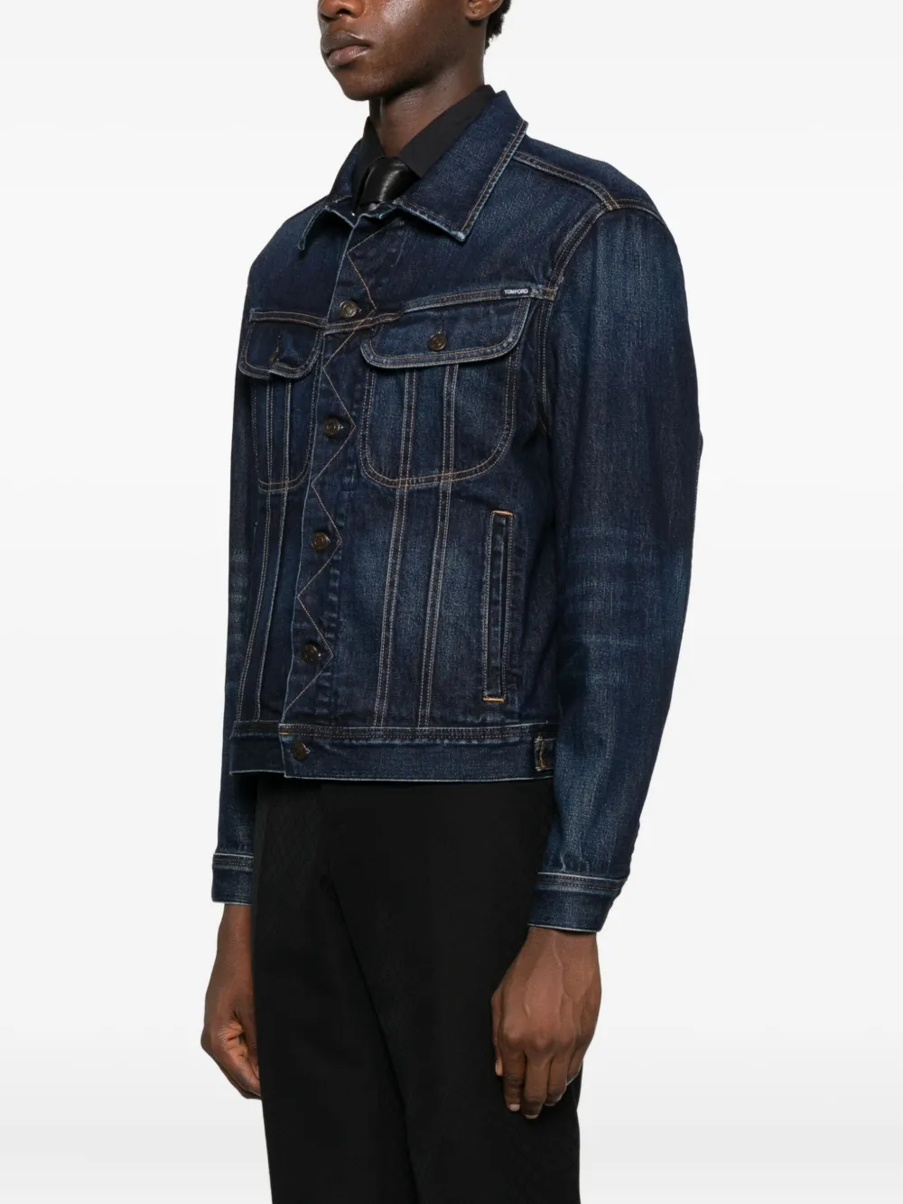 TOM FORD Denim jack met klassieke kraag Blauw