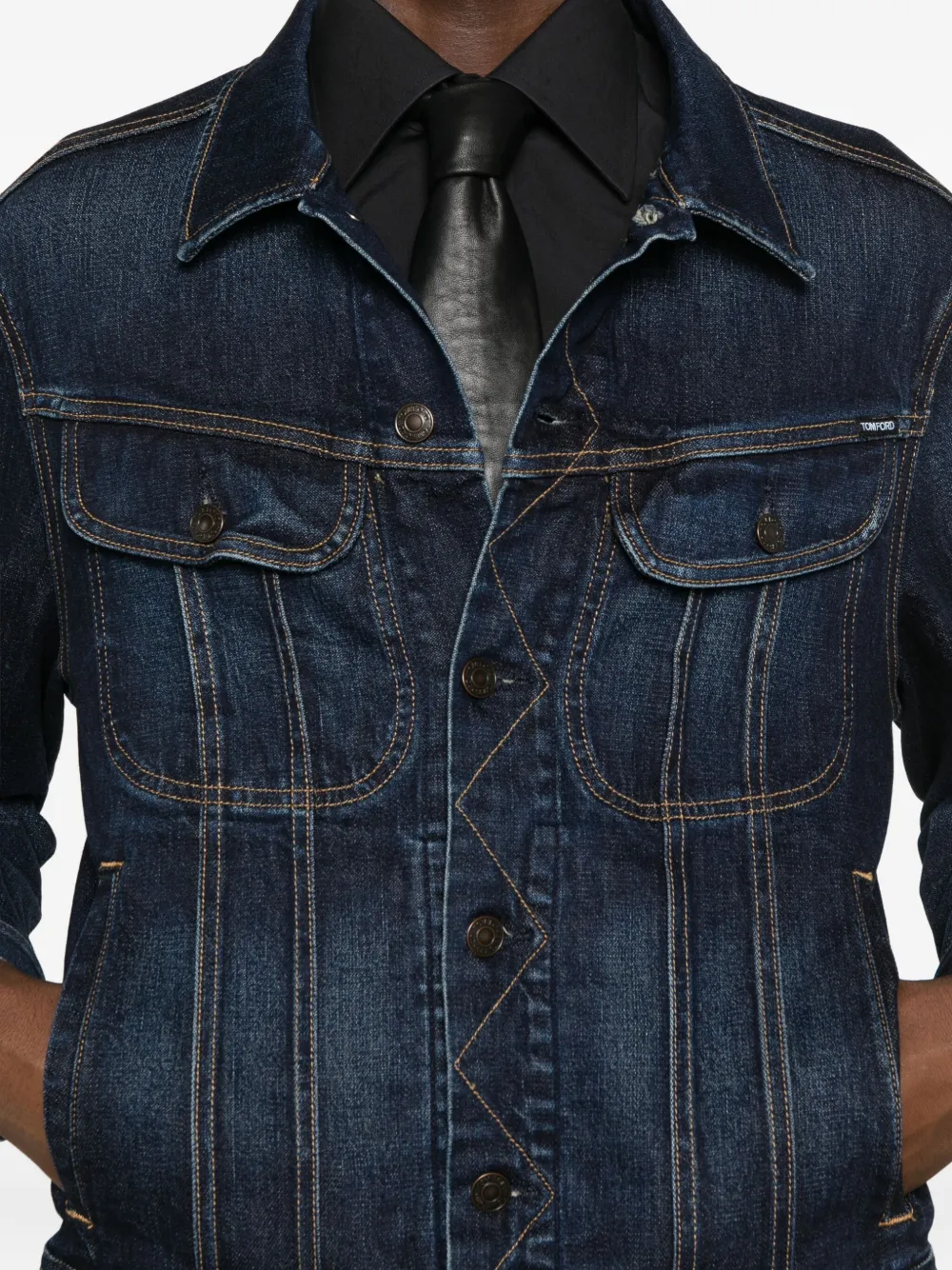 TOM FORD Denim jack met klassieke kraag Blauw
