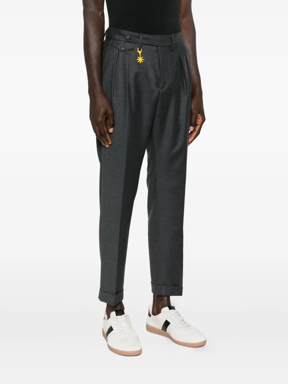 Manuel Ritz Double-pleat Flannel Trousers In Gray