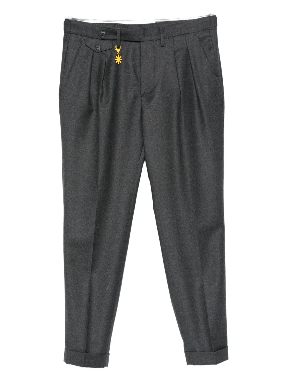 Manuel Ritz Double-pleat Flannel Trousers In Gray