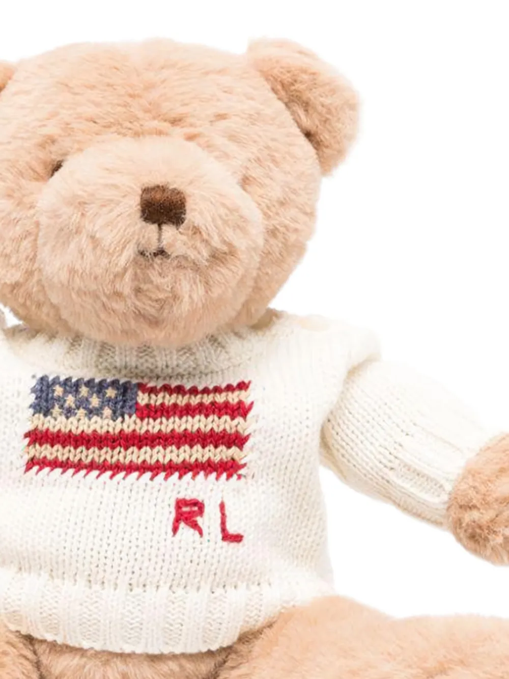 POLO RALPH LAUREN KIDS Gebreide polobeer met vlag Beige