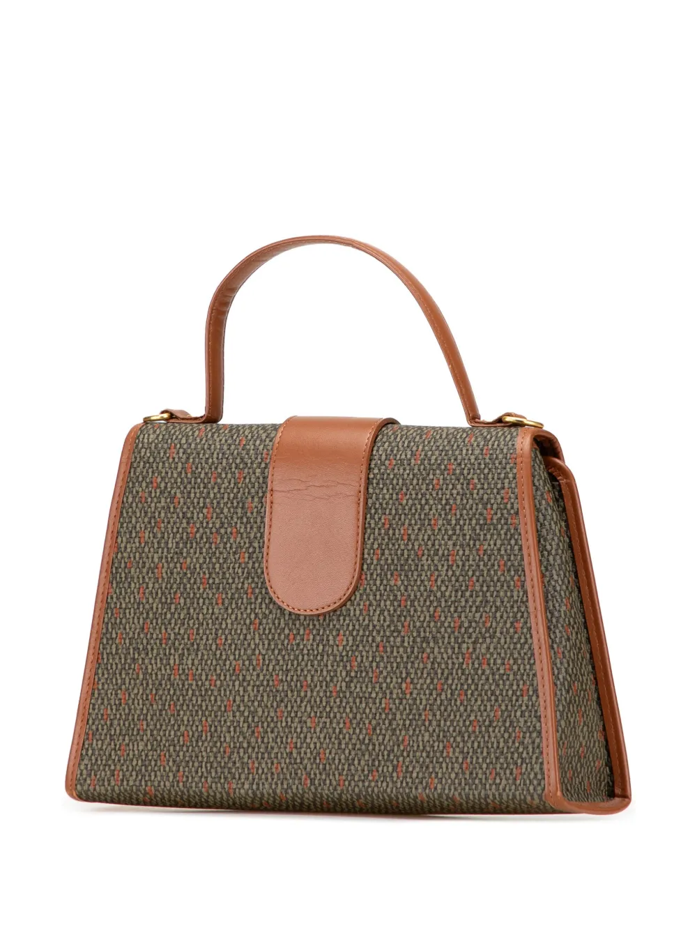 Pre-owned Saint Laurent 20th Century Coated Canvas Satchel In Green