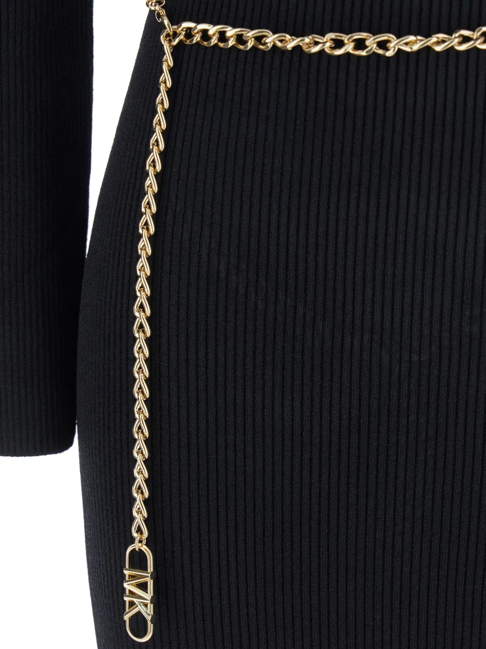 Michael Michael Kors Ribbed Chain-belt Mini Dress In Multi