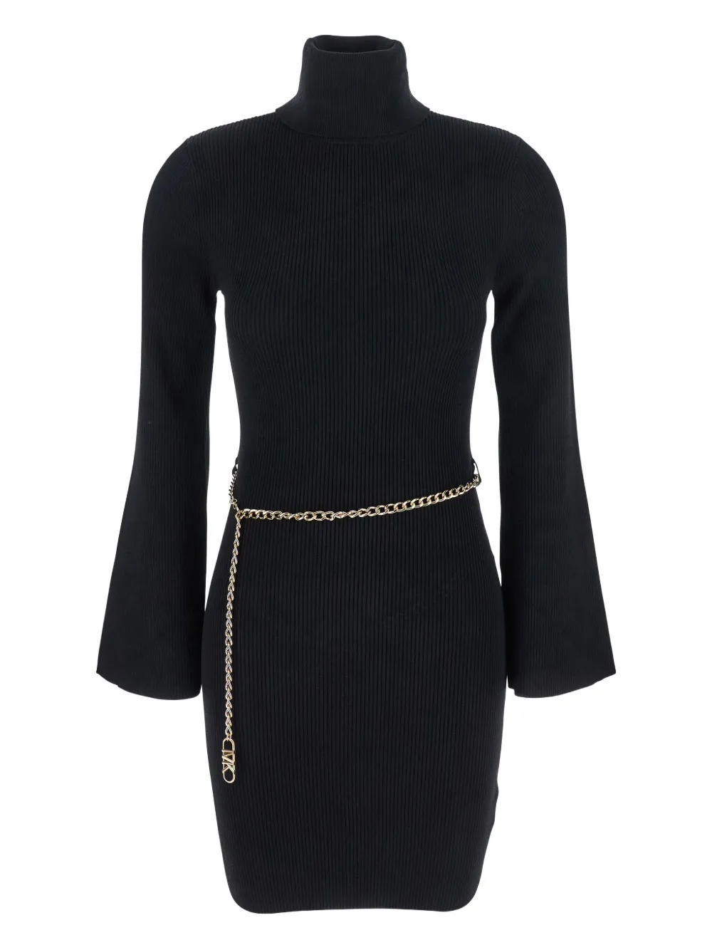 Michael Michael Kors ribbed chain-belt mini dress - ブラック Michael Michael Kors ribbed chain-belt mini dress - ブラック