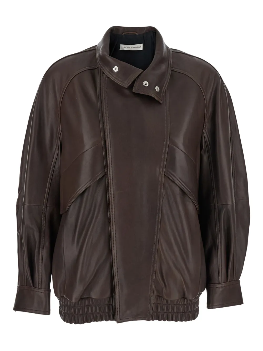 Nour Hammour Ariste Leather Jacket In Brown