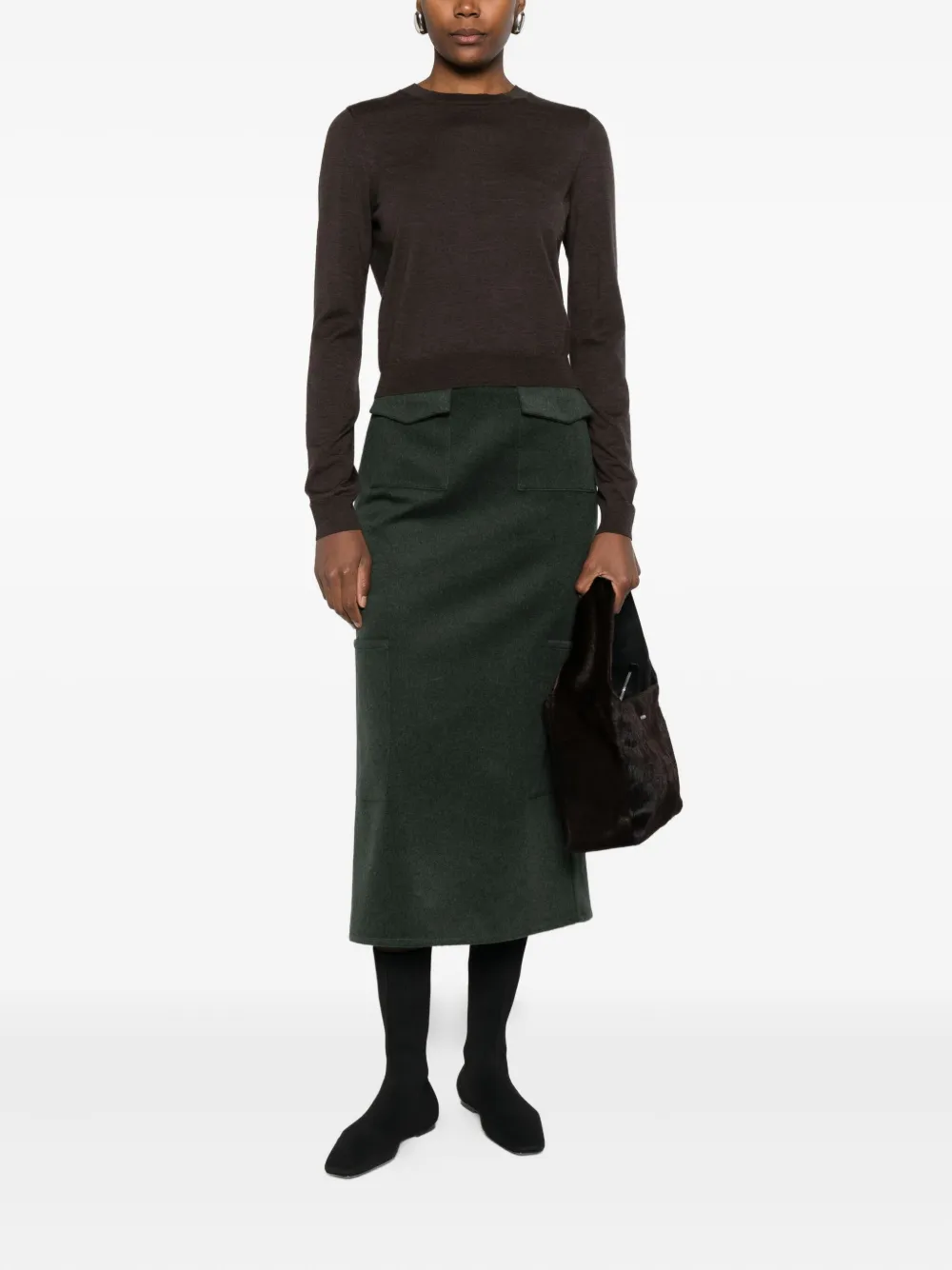Khaite Round-neck Sweater In Brown
