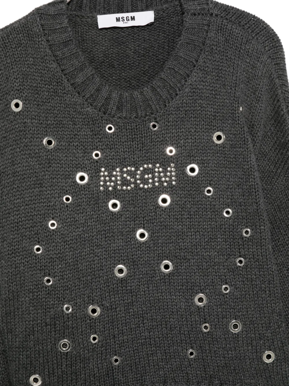 Msgm Eyelet-embellished Jumper In Gray