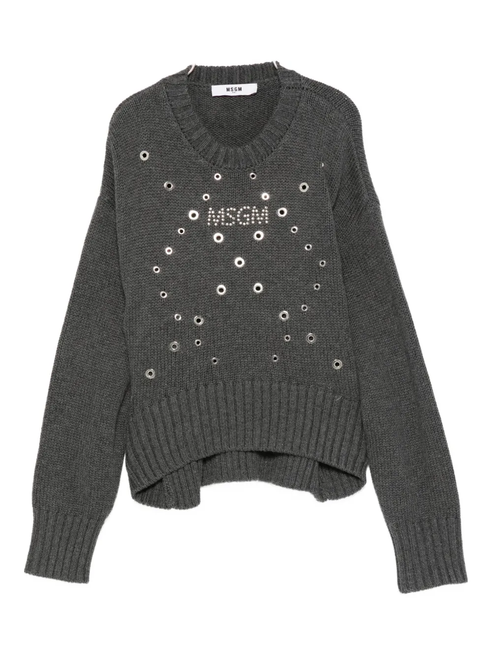 Msgm Eyelet-embellished Jumper In Gray