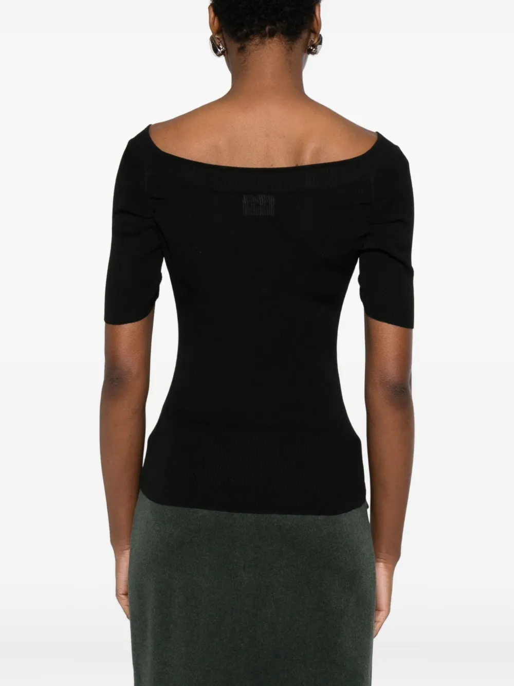 Khaite Boat-neck Ribbed Knitted Top In Black