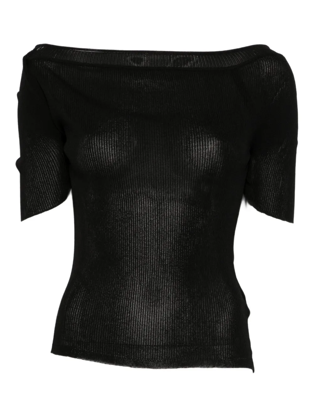 Khaite Boat-neck Ribbed Knitted Top In Black