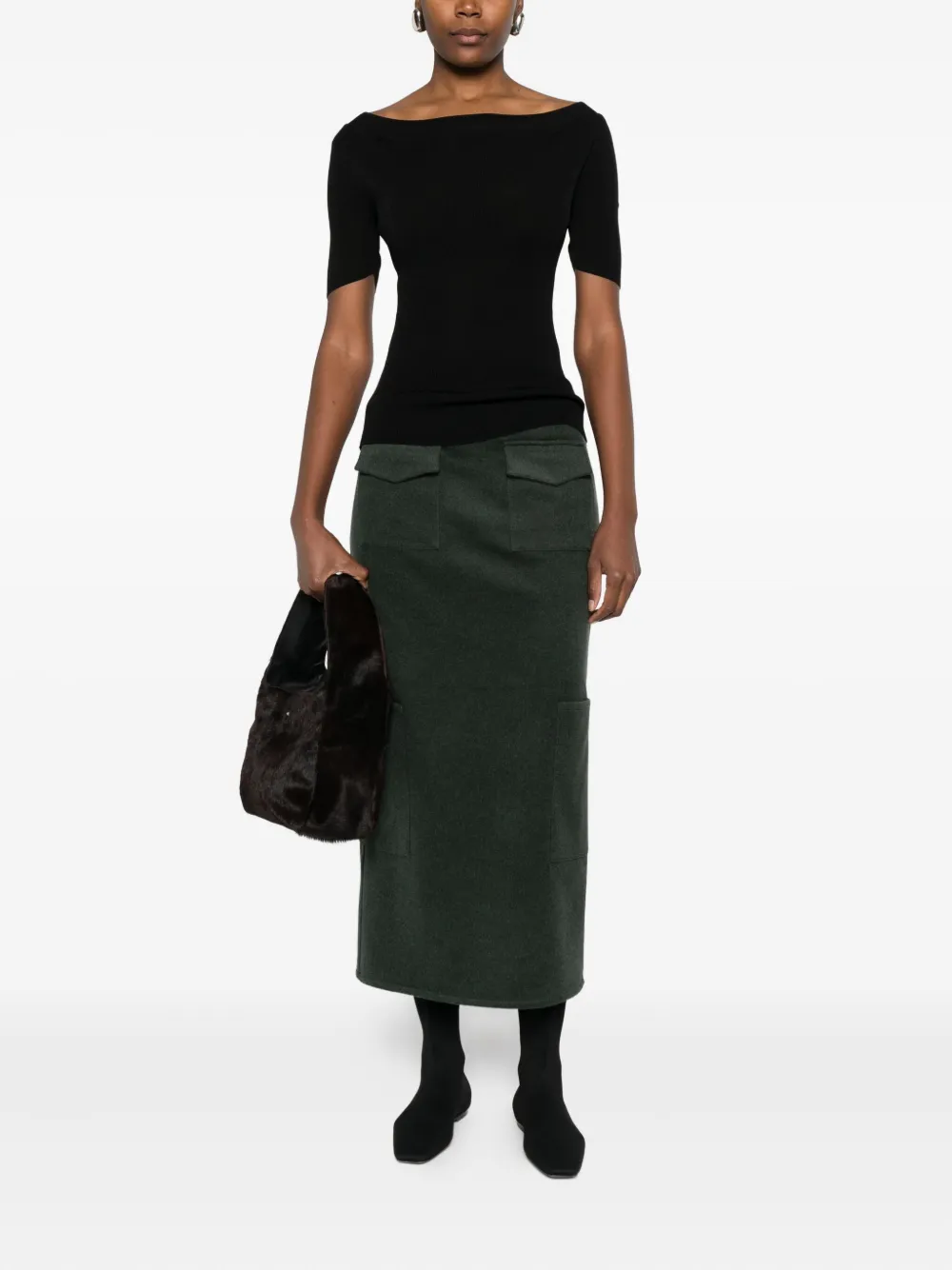 Khaite Boat-neck Ribbed Knitted Top In Black