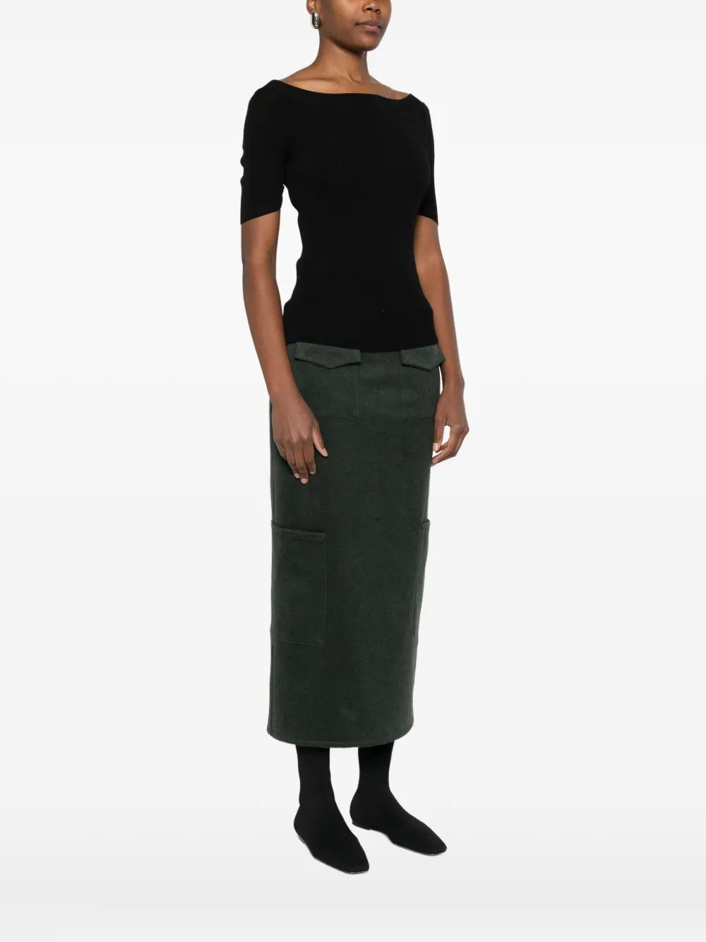 Khaite Boat-neck Ribbed Knitted Top In Black
