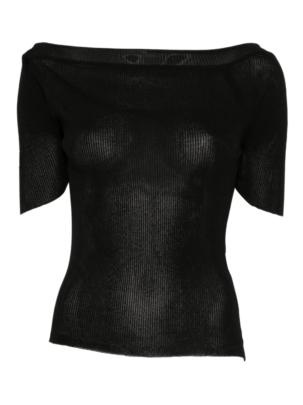 KHAITE top tejido de canalé con cuello barco | negro | Image 1