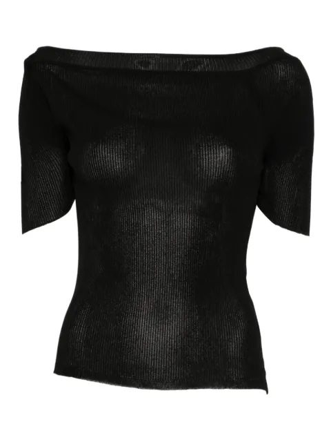 KHAITE boat-neck ribbed knitted top