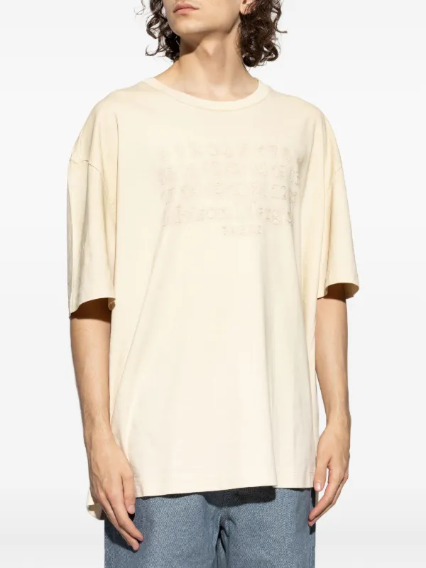 Maison Margiela logo-embroidered T-shirt | Neutrals | FARFETCH RO