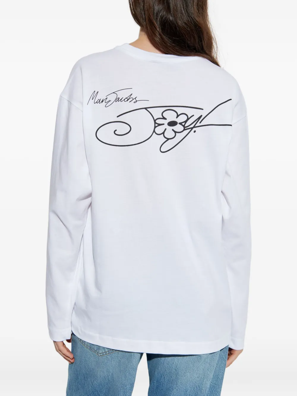Marc Jacobs X Hattie Stewart Flower Graphic Long-sleeved Top In White