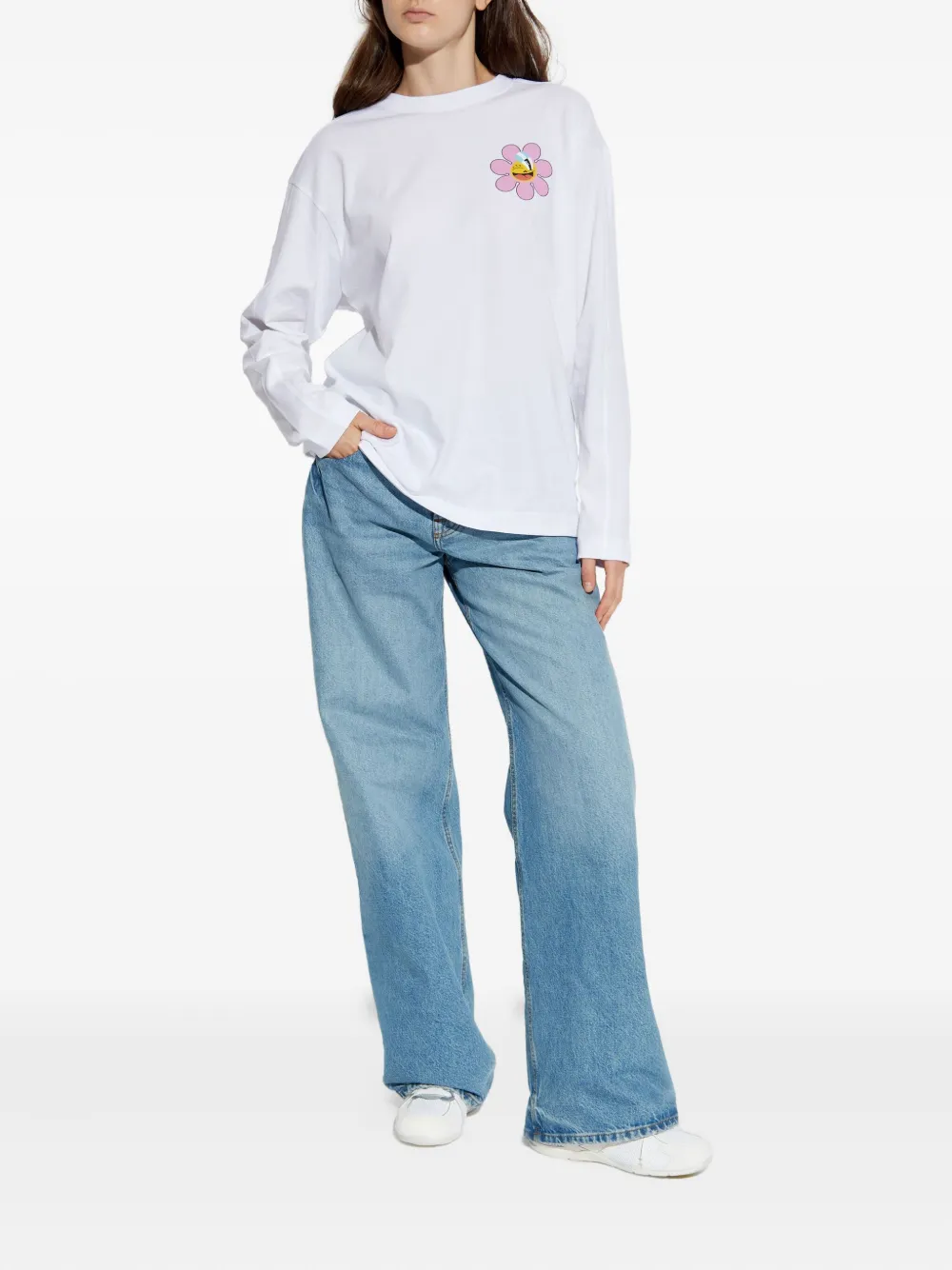 Marc Jacobs X Hattie Stewart Flower Graphic Long-sleeved Top In White