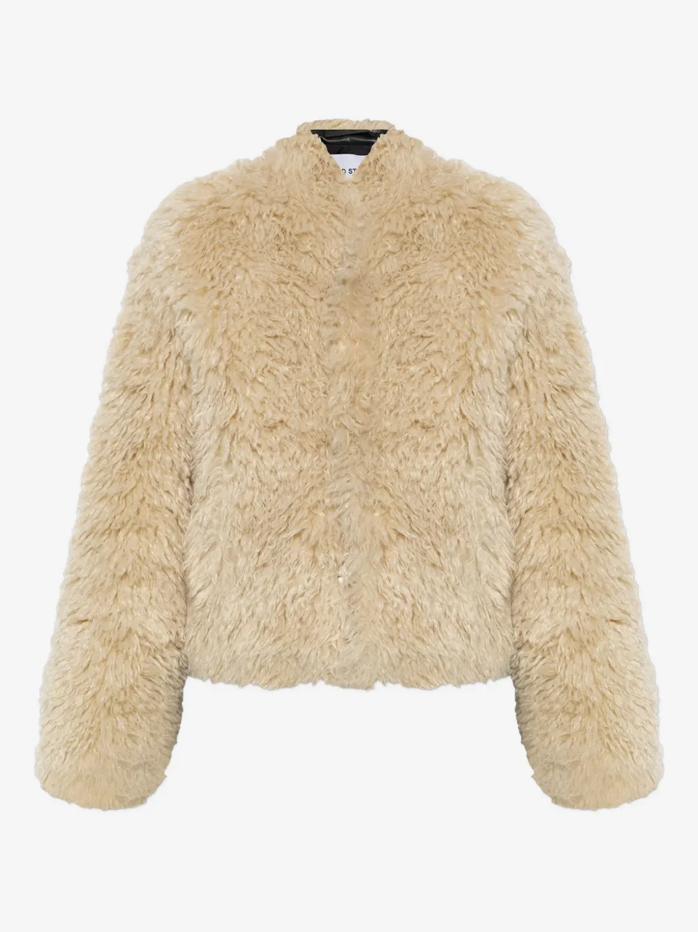 long-sleeved faux-fur jacket