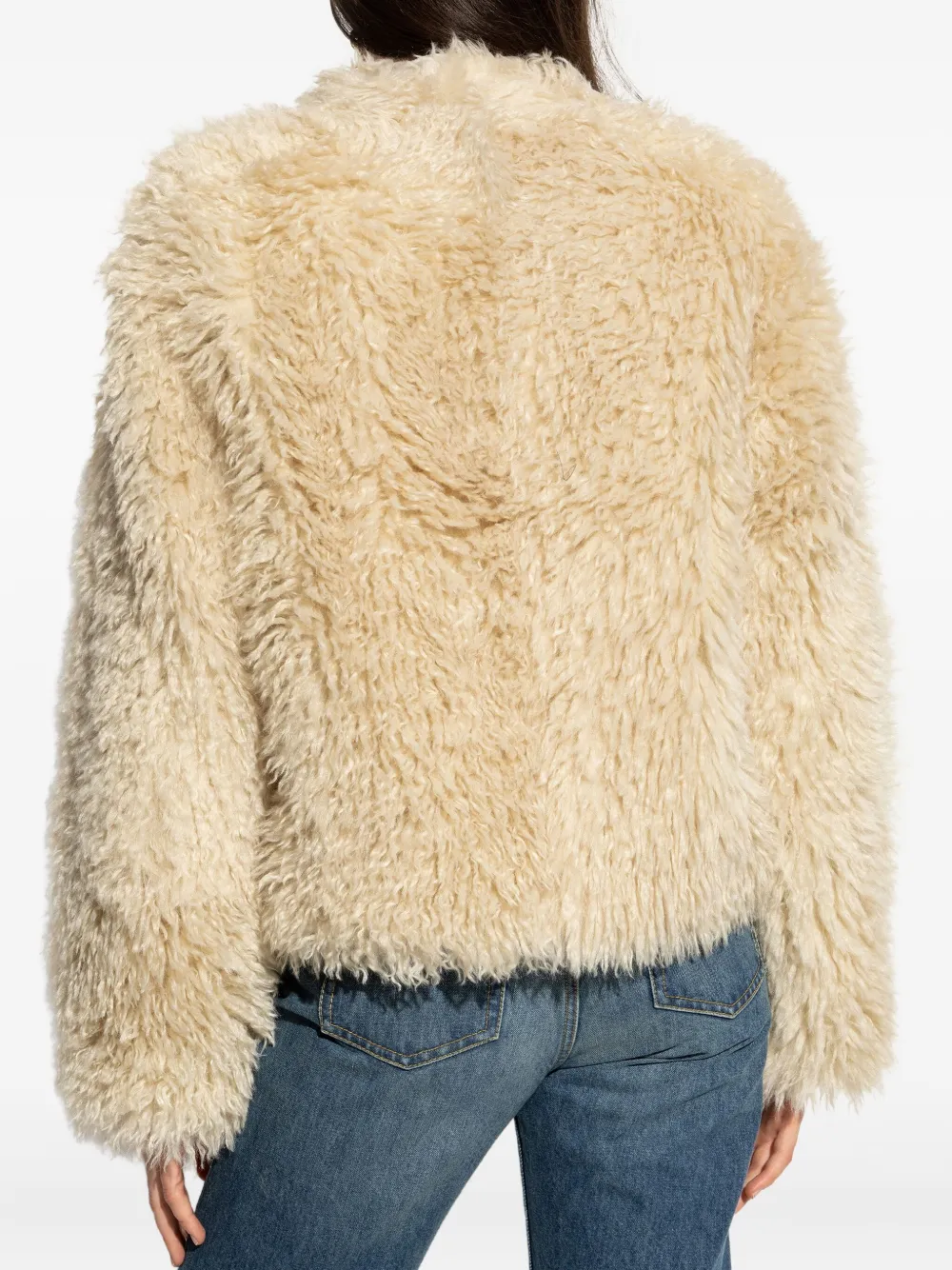 STAND STUDIO Jas van imitatiebont Beige