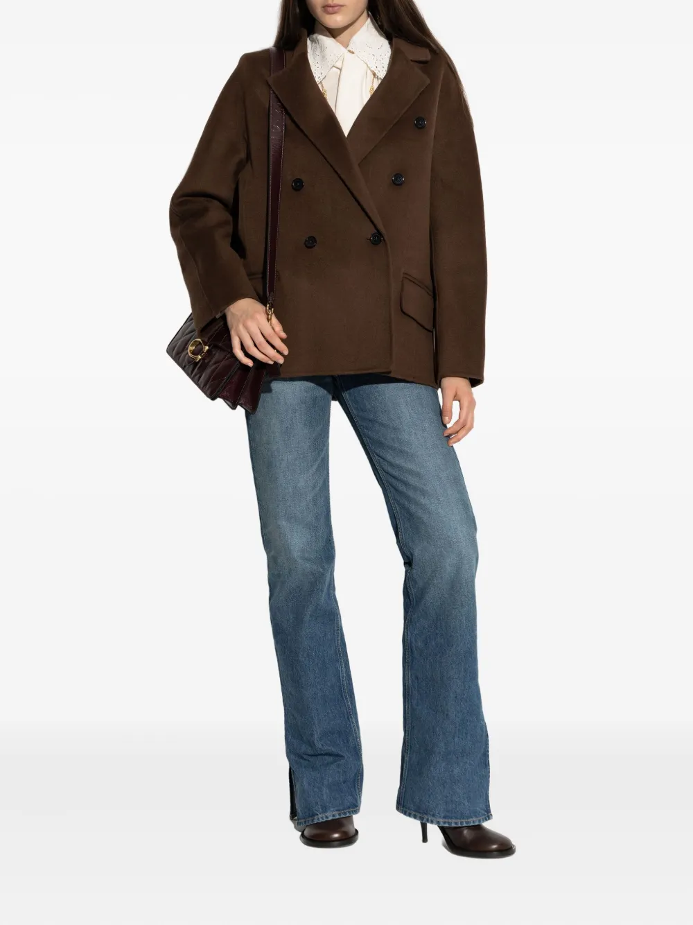Stand Studio Wool-blend Double-breasted Jacket In Brown
