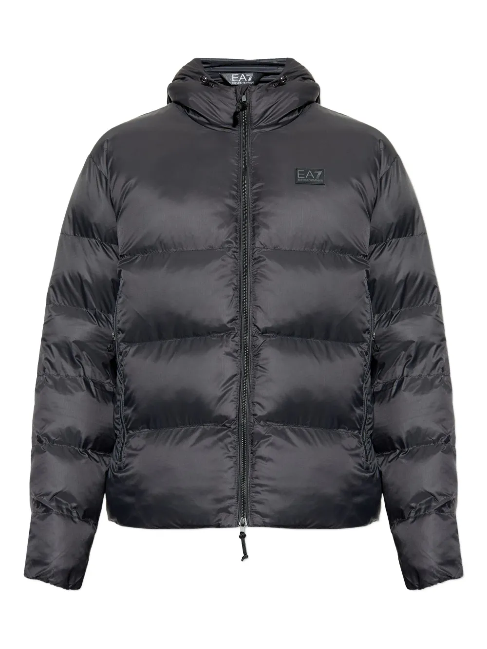 Ea7 Hooded Logo Jacket In Black