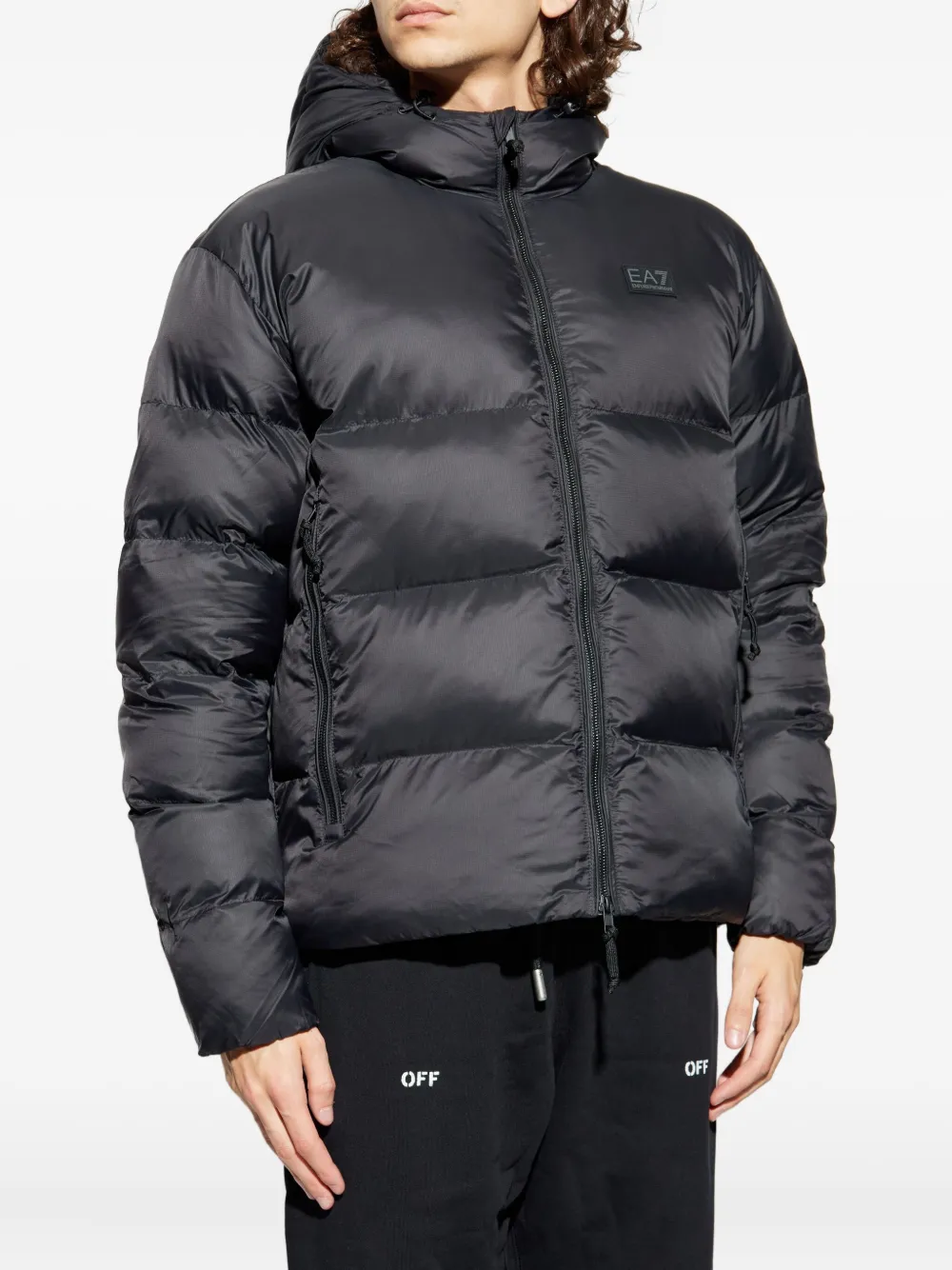 Ea7 Emporio Armani Jack met capuchon en logo Zwart