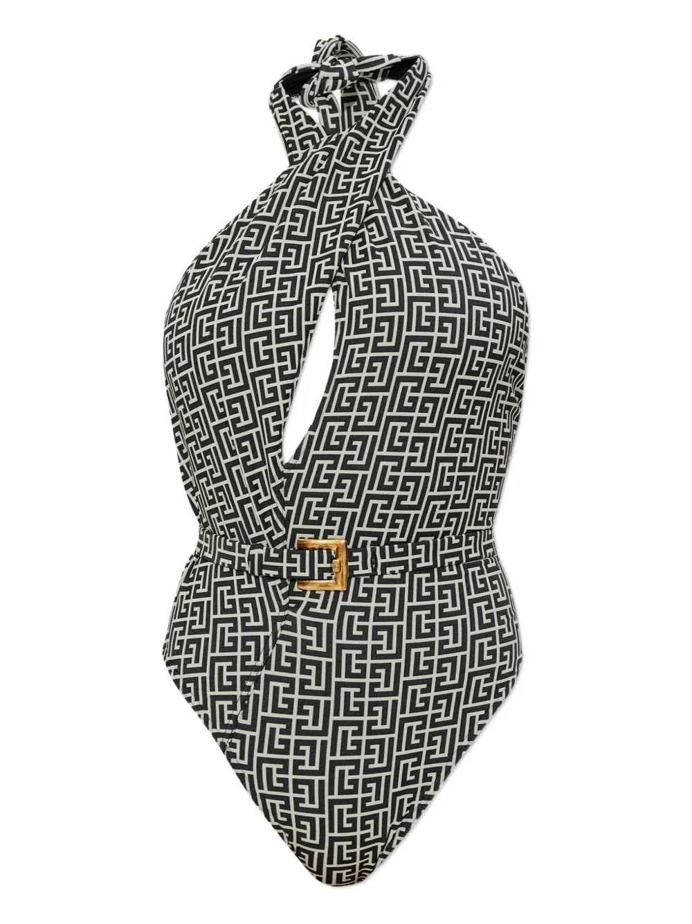 Balmain geometric-pattern swimsuit | Black | Image 1