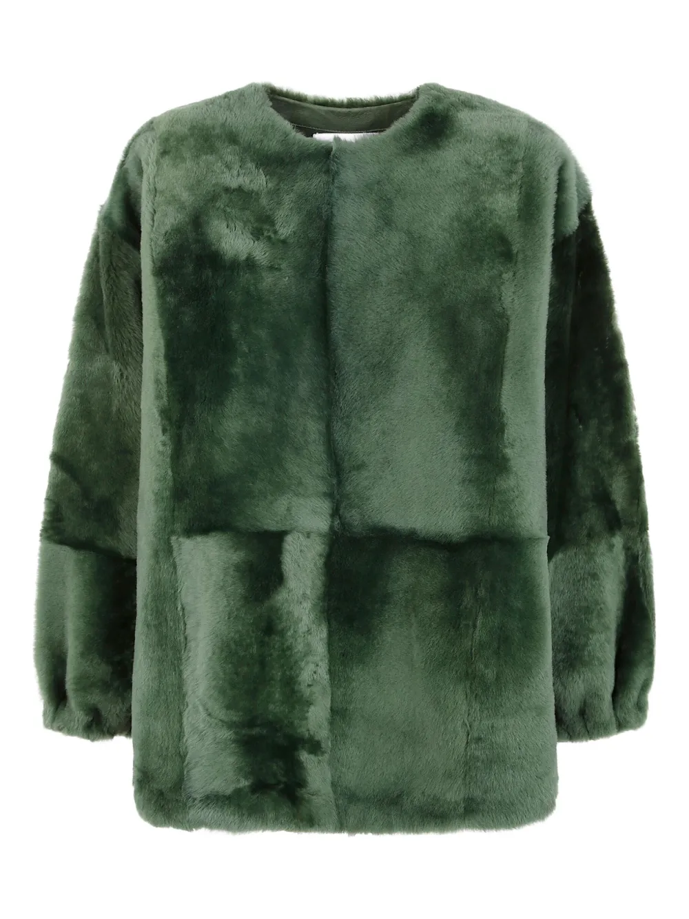 Yves Salomon crew-neck fur sweatshirt | Green | Image 1