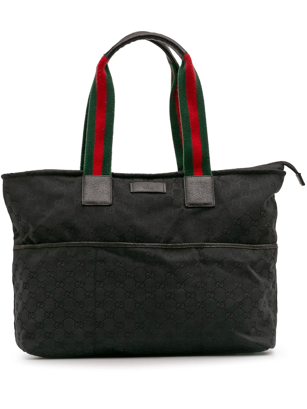 Pre-owned Gucci 2000-2015 Gg Canvas Web Tote Bag In Black