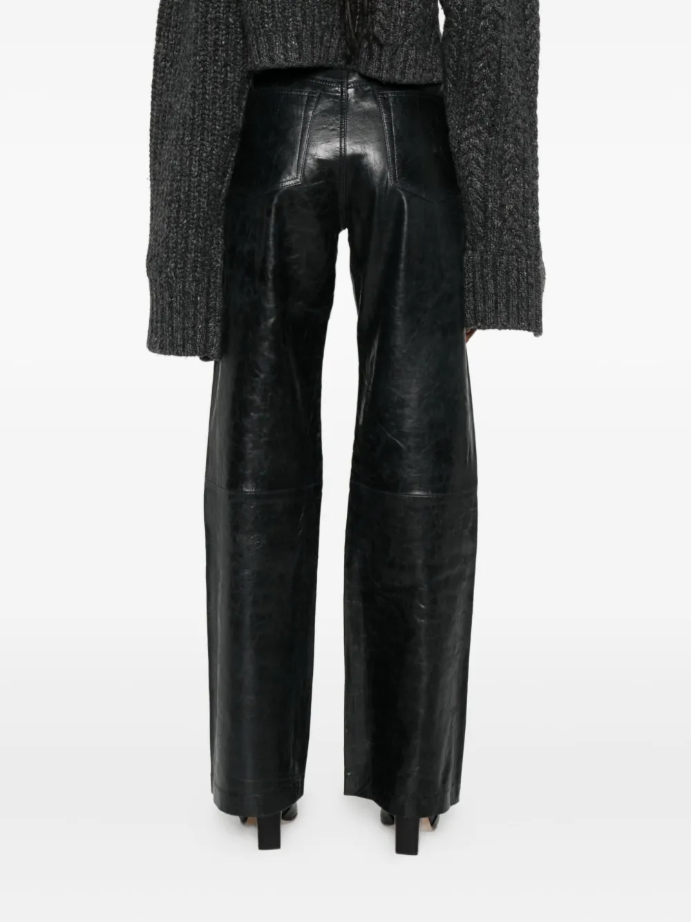 Won Hundred Genoa Leather Trousers In Black