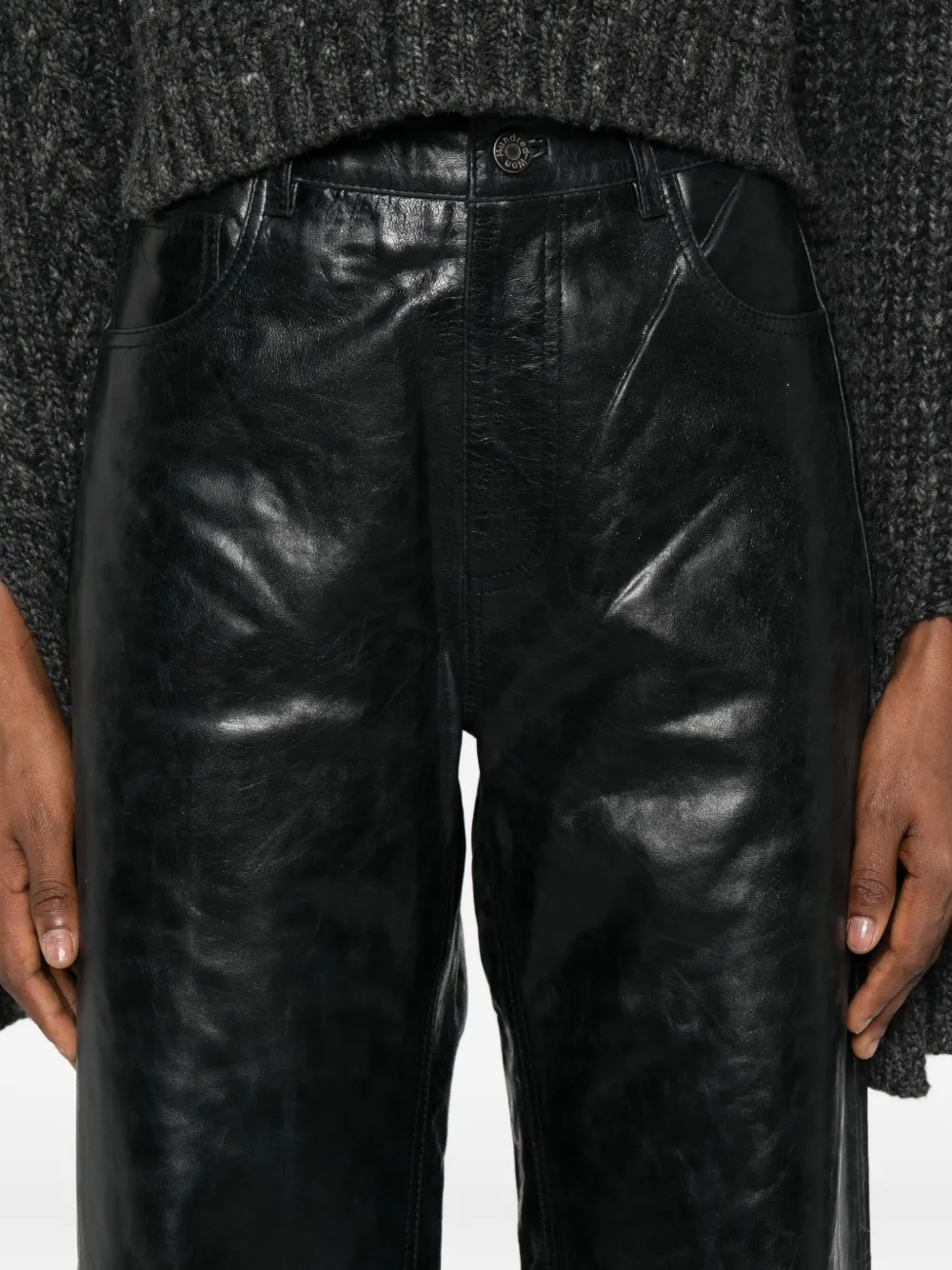Won Hundred Genoa Leather Trousers In Black