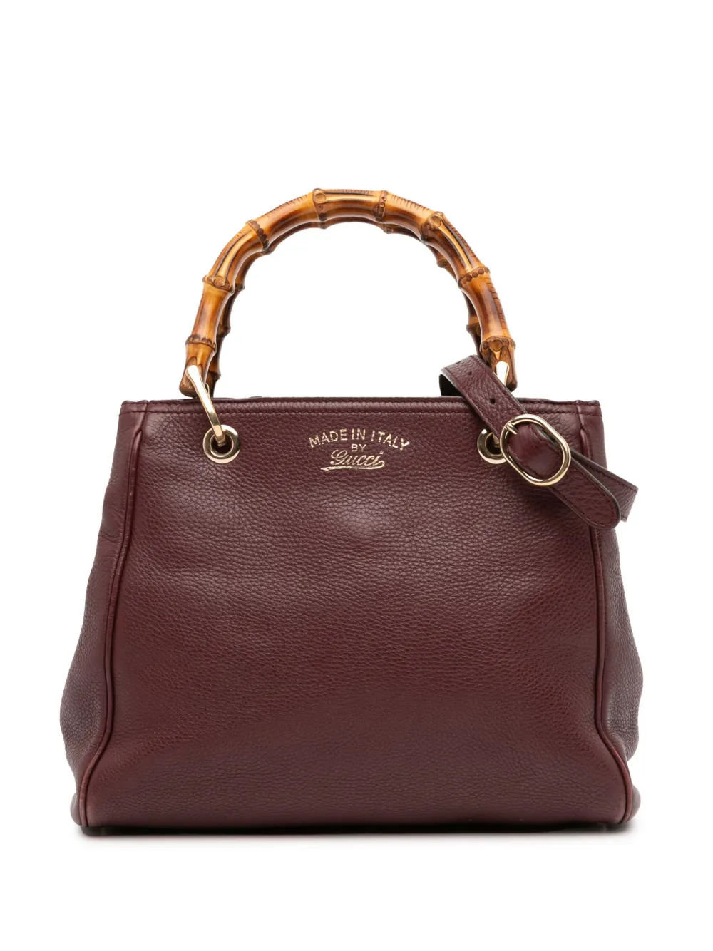 Pre-owned Gucci 2016-2025 Small Calfskin Bamboo Shopper Satchel In Purple