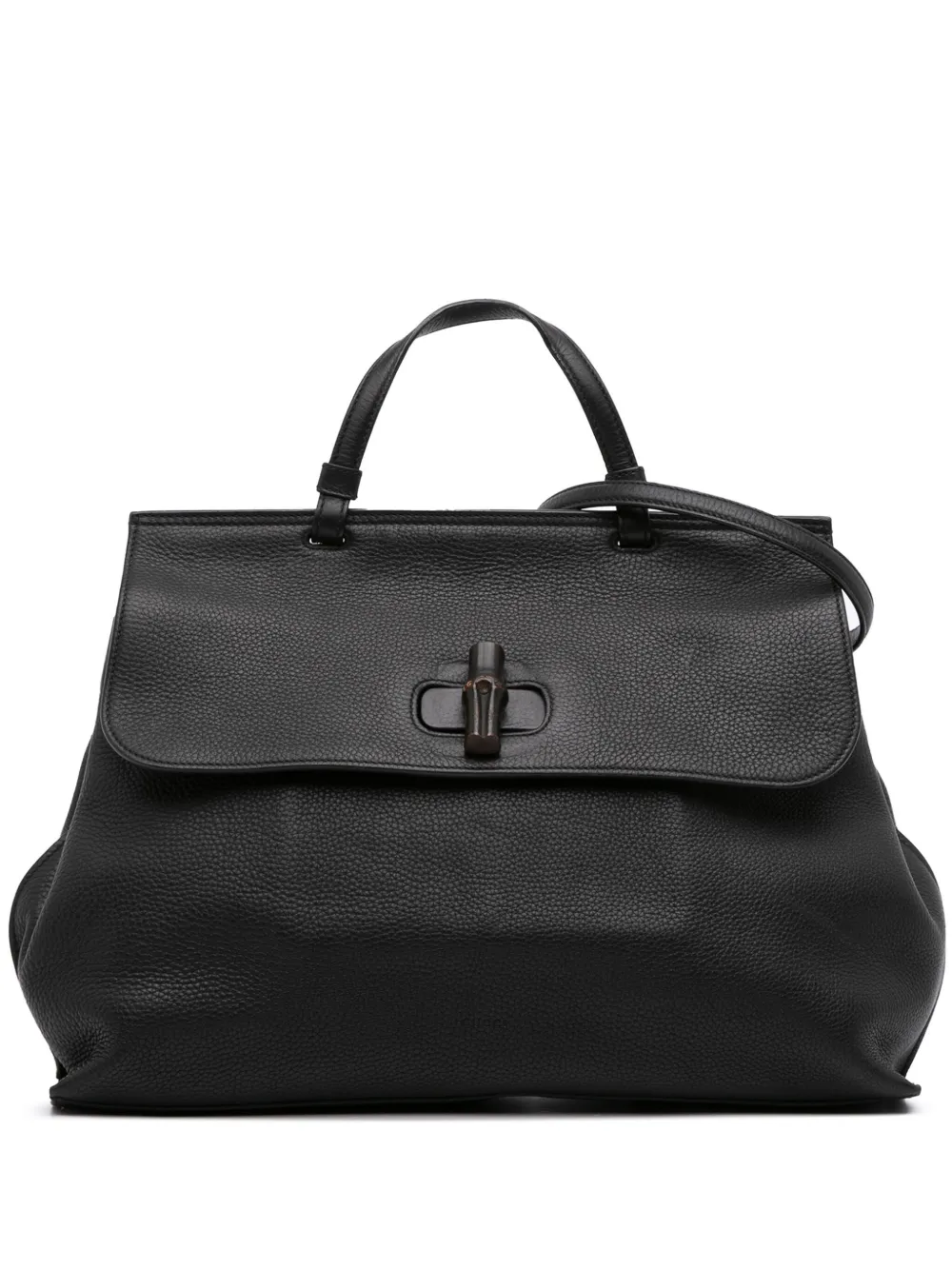 Gucci Pre-Owned 2016-2025 ラージ レザー バンブー デイリー サッチェルバッグ - ブラック Gucci Pre-Owned 2016-2025 ラージ レザー バンブー デイリー サッチェルバッグ - ブラック