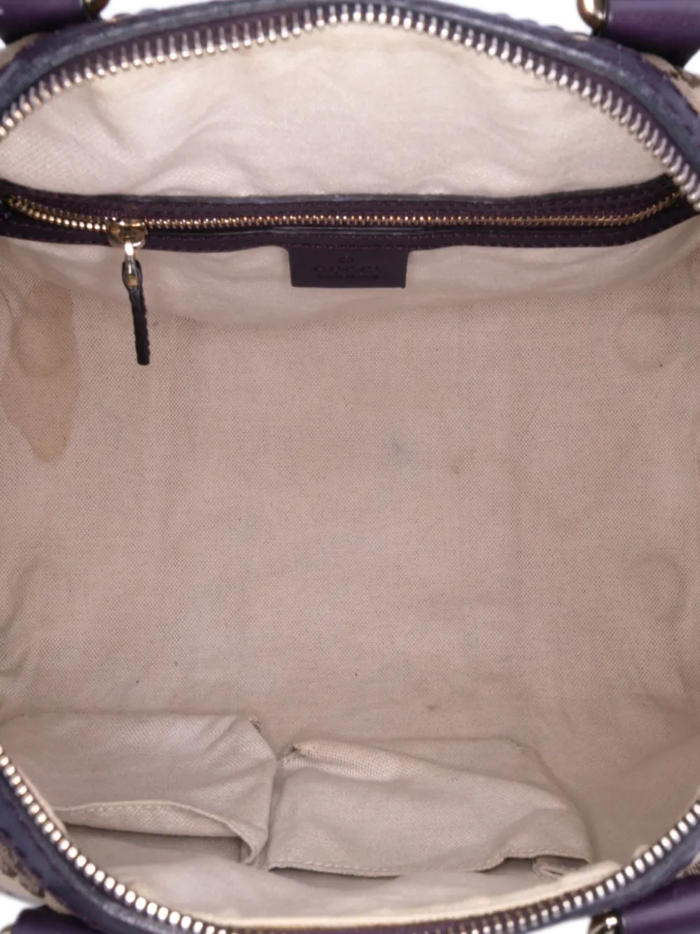 Pre-owned Gucci 2016-2025 Medium Gg Canvas Web Joy Boston Bag Satchel In Brown