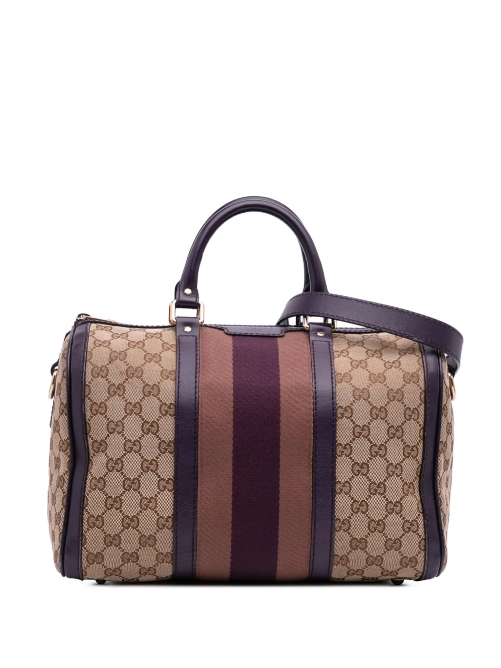 Gucci Pre-Owned 2016-2025 ミディアム GGキャンバス ウェブ ジョイ ボストンバッグ サッチェル - ブラウン Gucci Pre-Owned 2016-2025 ミディアム GGキャンバス ウェブ ジョイ ボストンバッグ サッチェル - ブラウン