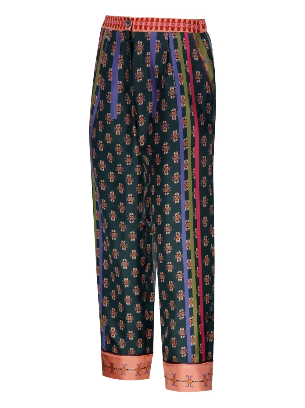 Franco Ferrari Floral-print Trousers In Green