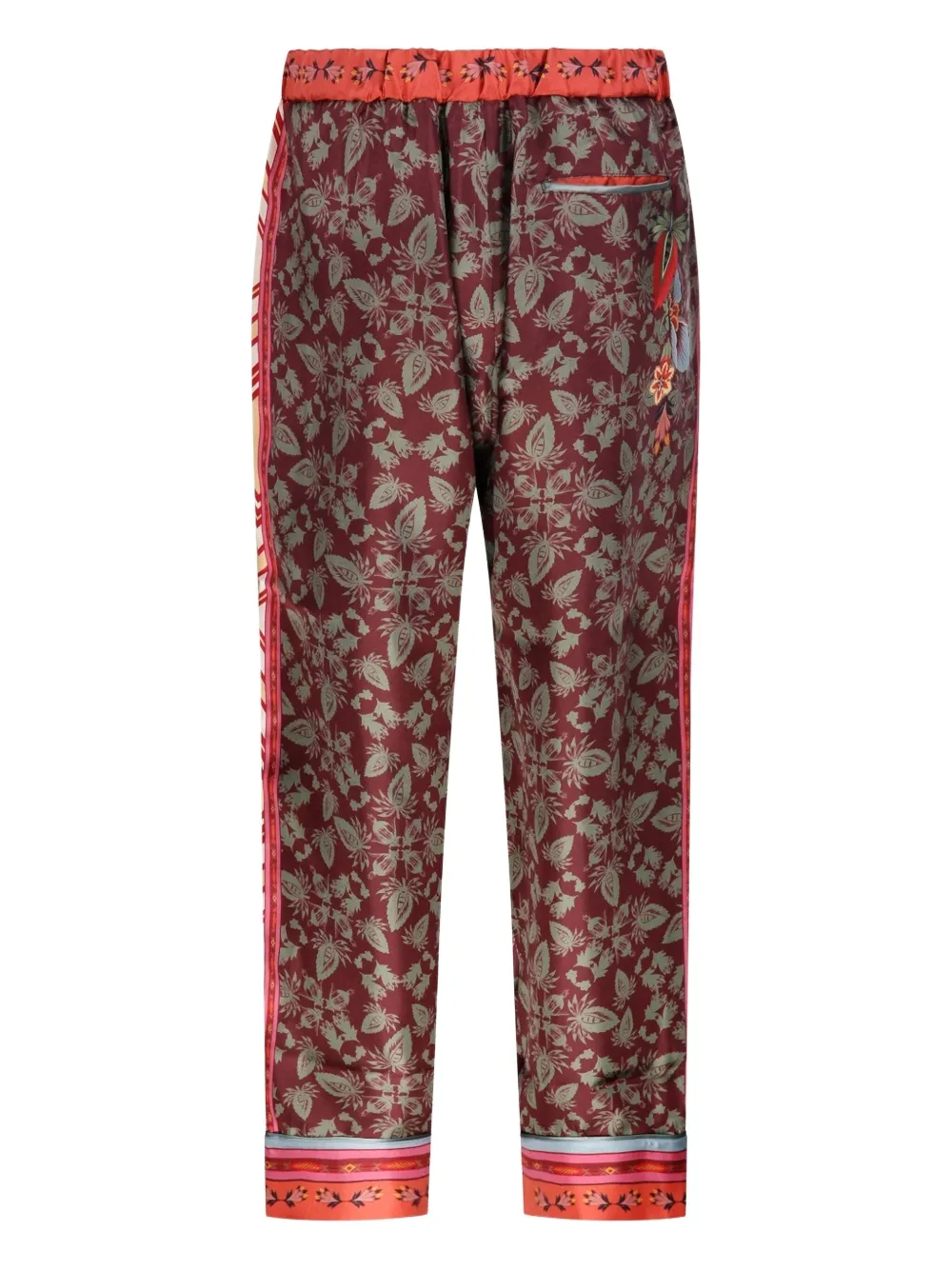 Franco Ferrari Broek met zijstreep en bloemenprint - Rood