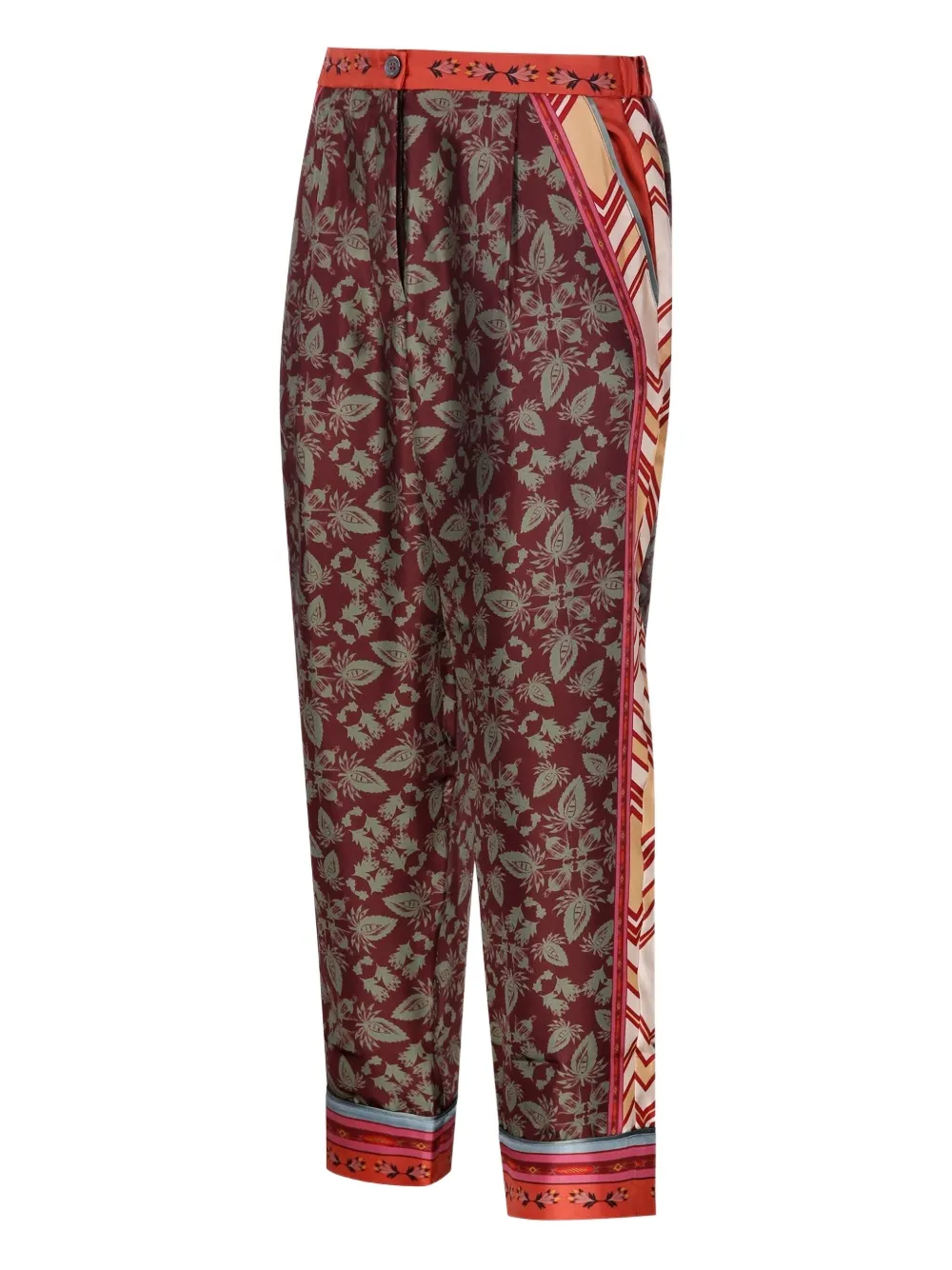 Franco Ferrari Floral-print Side-stripe Trousers In Red