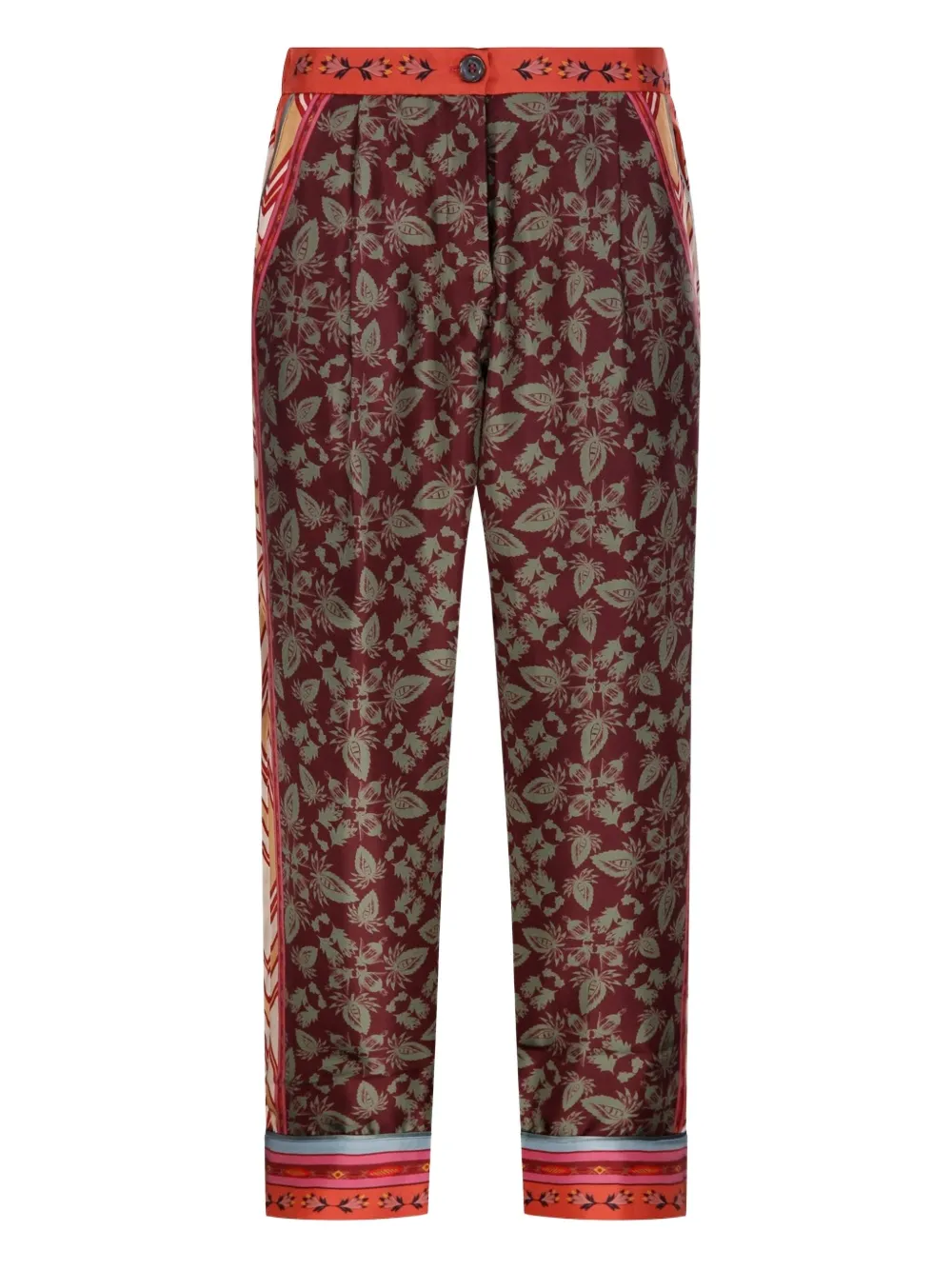 Franco Ferrari Floral-print Side-stripe Trousers In Red