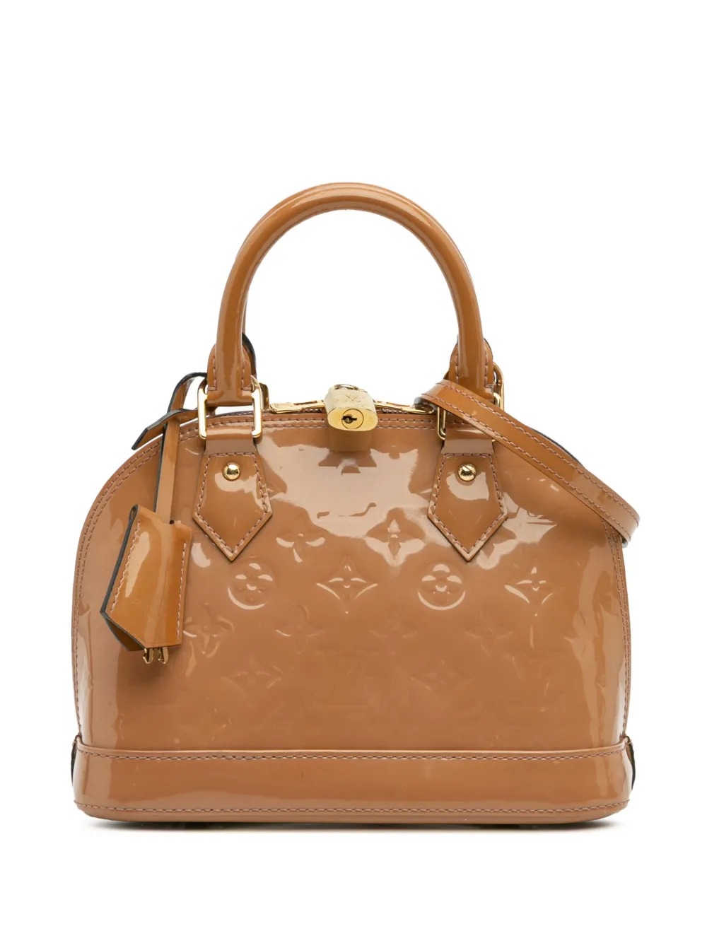 Pre-owned Louis Vuitton 2013 Monogram Vernis Alma Bb Satchel In Brown