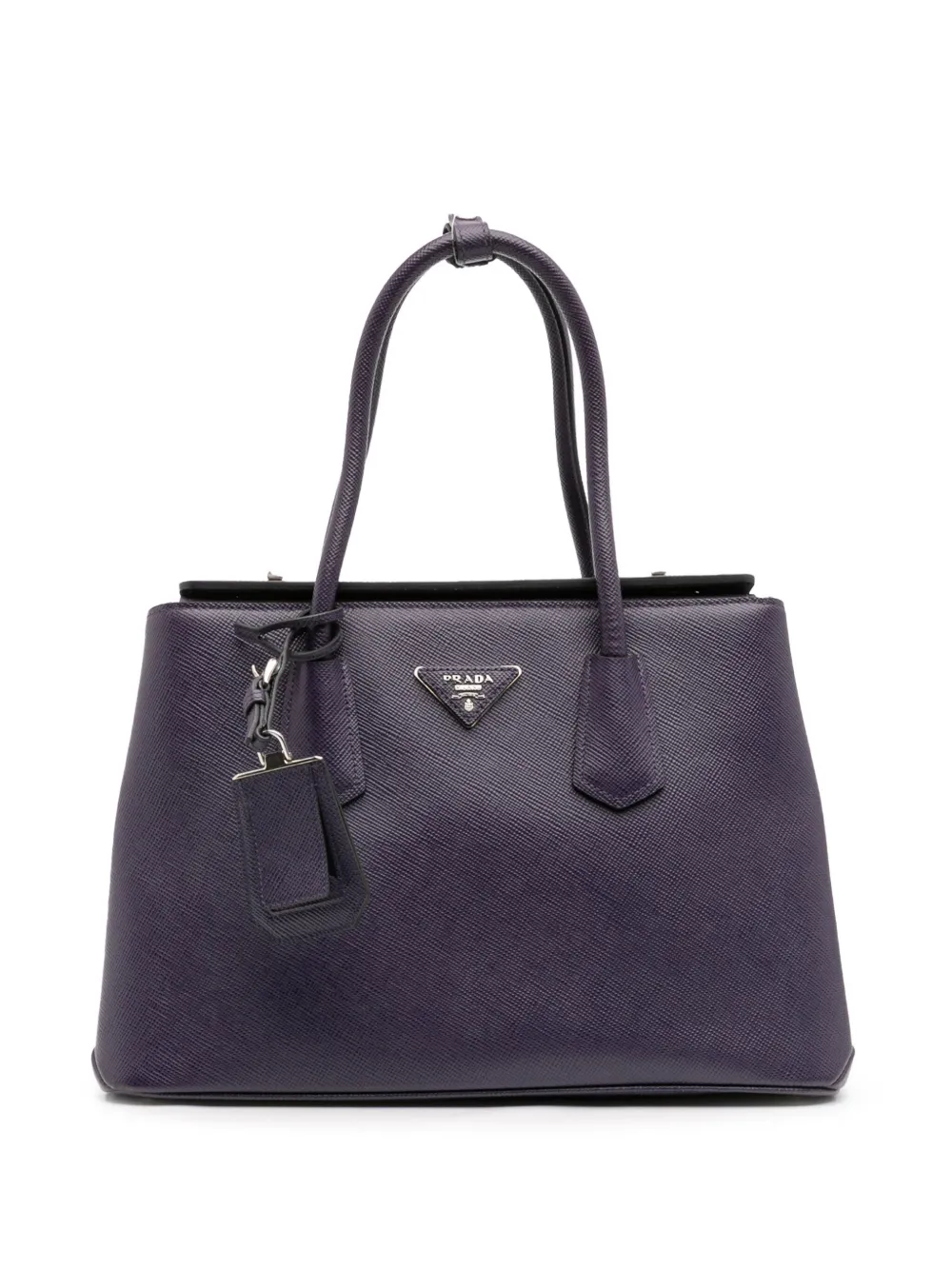 Prada Pre-Owned 2010-2025 サフィアーノ キュイル ターンロック ツイン サッチェルバッグ - パープル Prada Pre-Owned 2010-2025 サフィアーノ キュイル ターンロック ツイン サッチェルバッグ - パープル