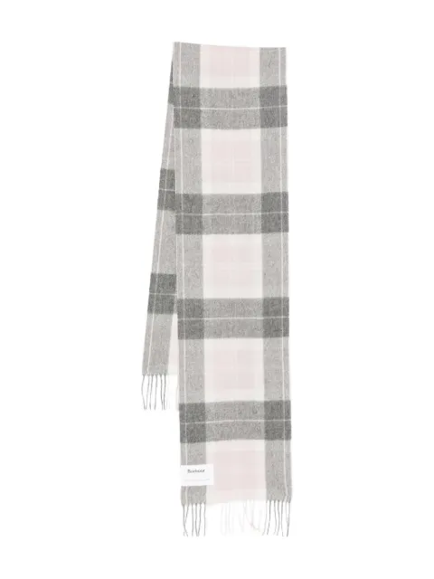 Barbour checked fringed scarf