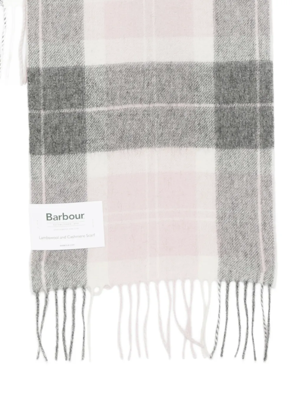 Barbour Geruite sjaal met franje Beige