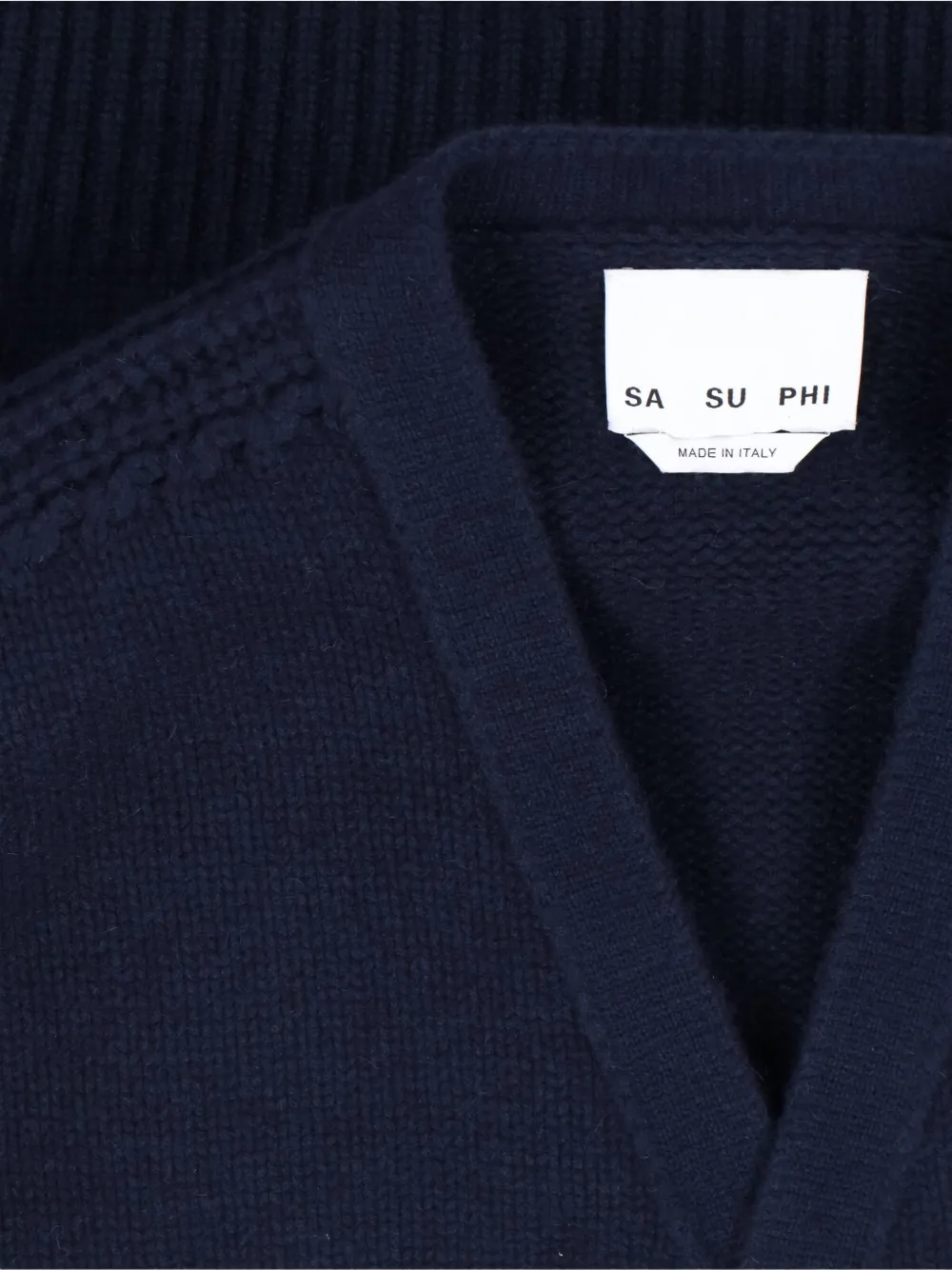 Sa Su Phi Navy Blue Knitted Cardigan With V-neckline And Button-down Front In Blue