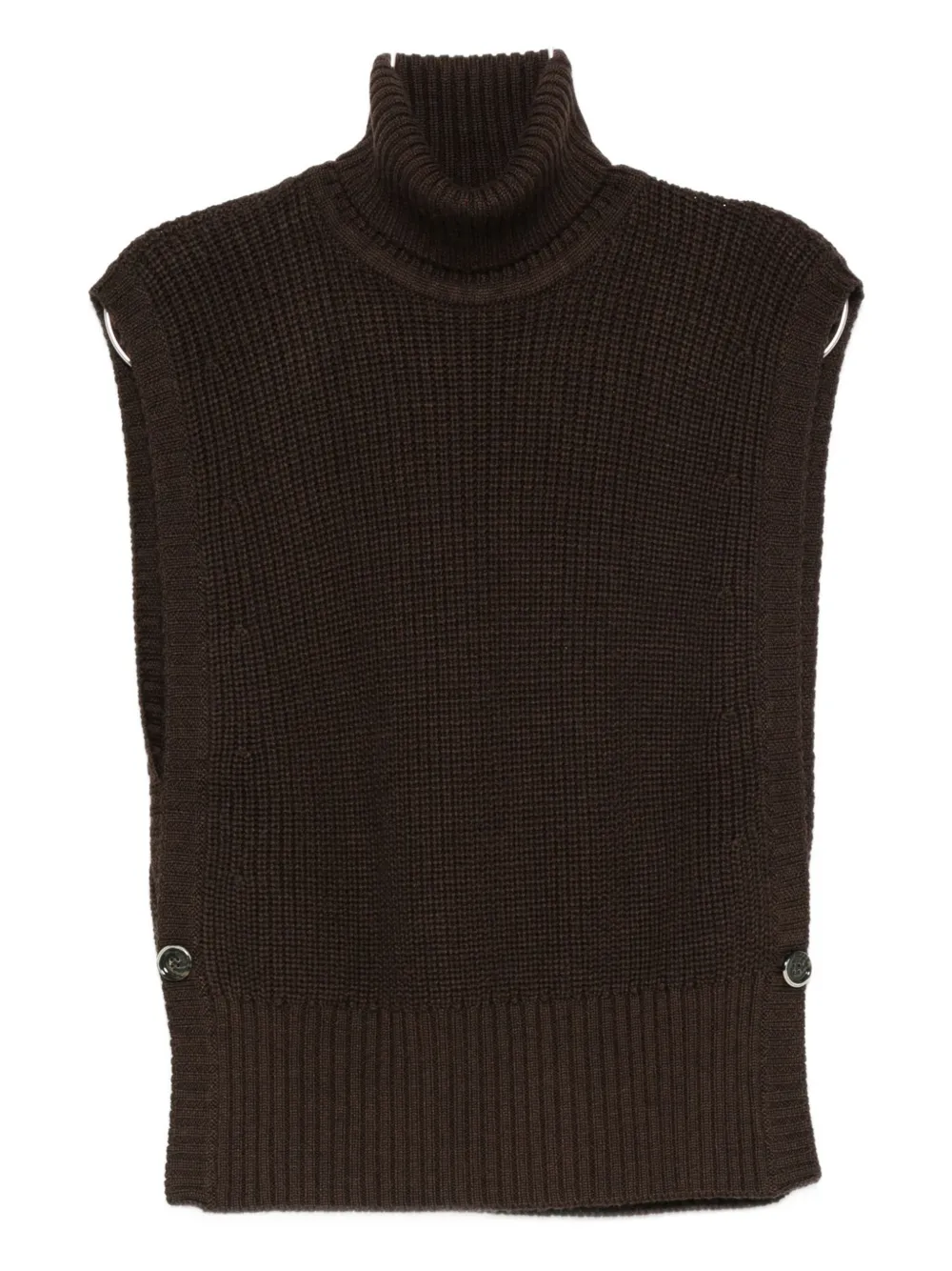 Nine In The Morning Roll-neck Button-detail Knitted Top In Black