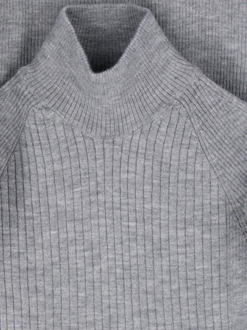 Sa Su Phi Ribbed Cashmere And Silk Knit Sweater With High Neckline In Gray