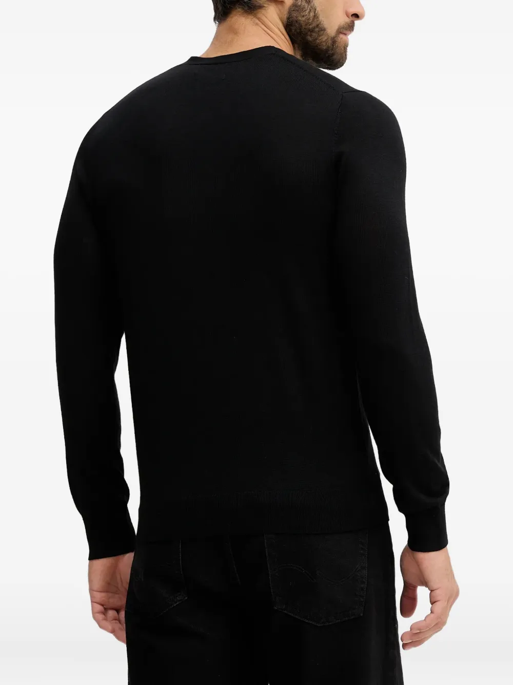 Liu •jo Crew-neck Logo-plaque Sweater In Black