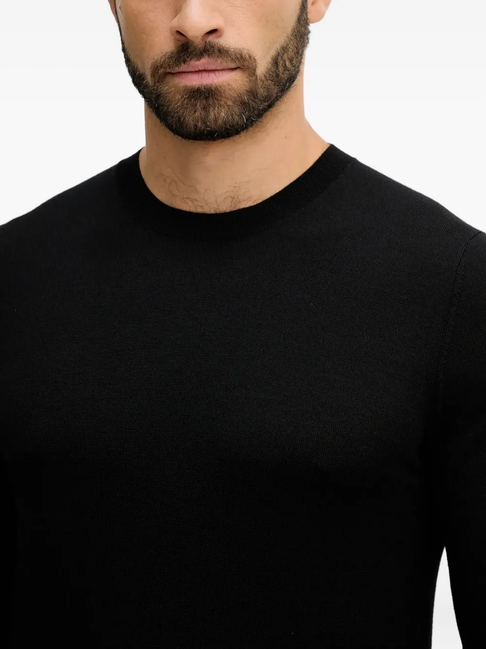 Liu •jo Crew-neck Logo-plaque Sweater In Black